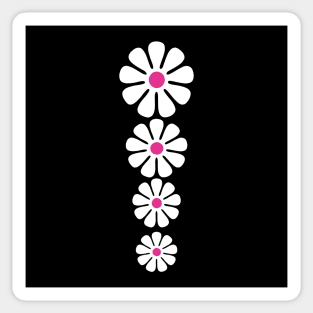 60's 70's Retro Large Flowers White on Black Pink Centers Sticker